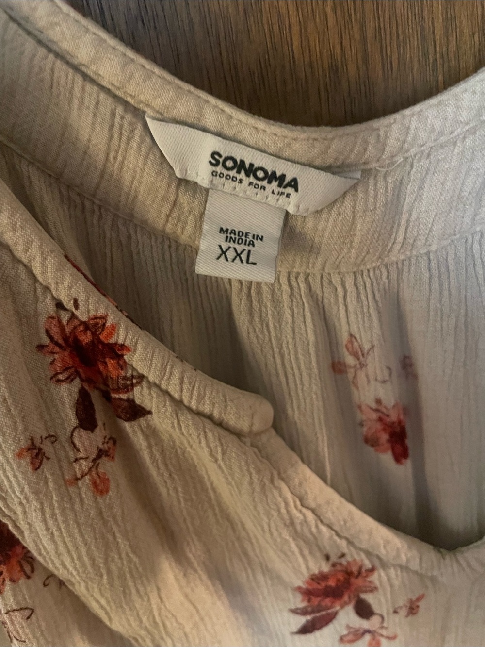 Sonoma Cream Top with Rust and Pink Floral Details